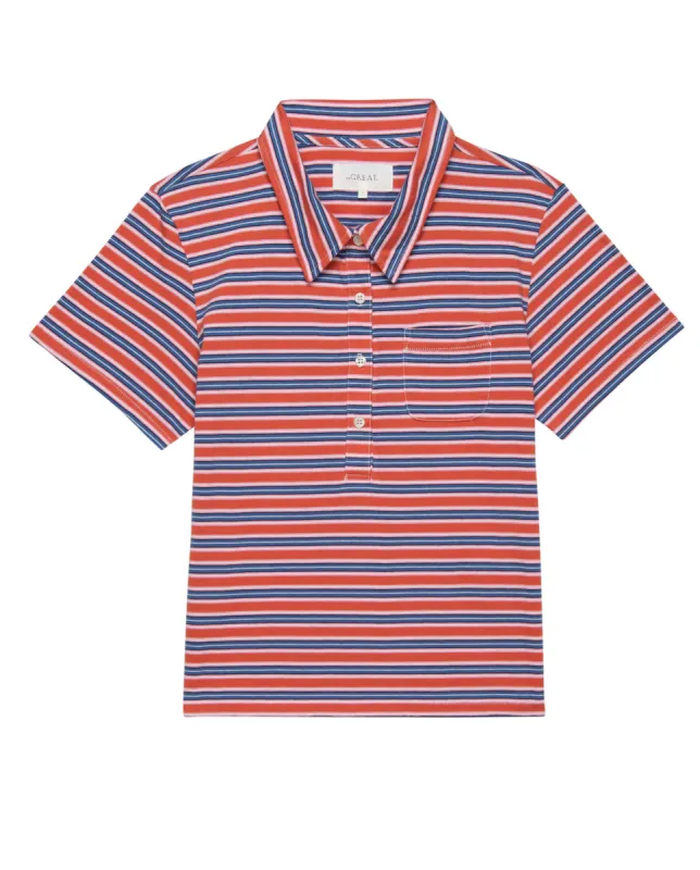 The Lacrosse Polo. -- Campervan Stripe sold by THE GREAT.