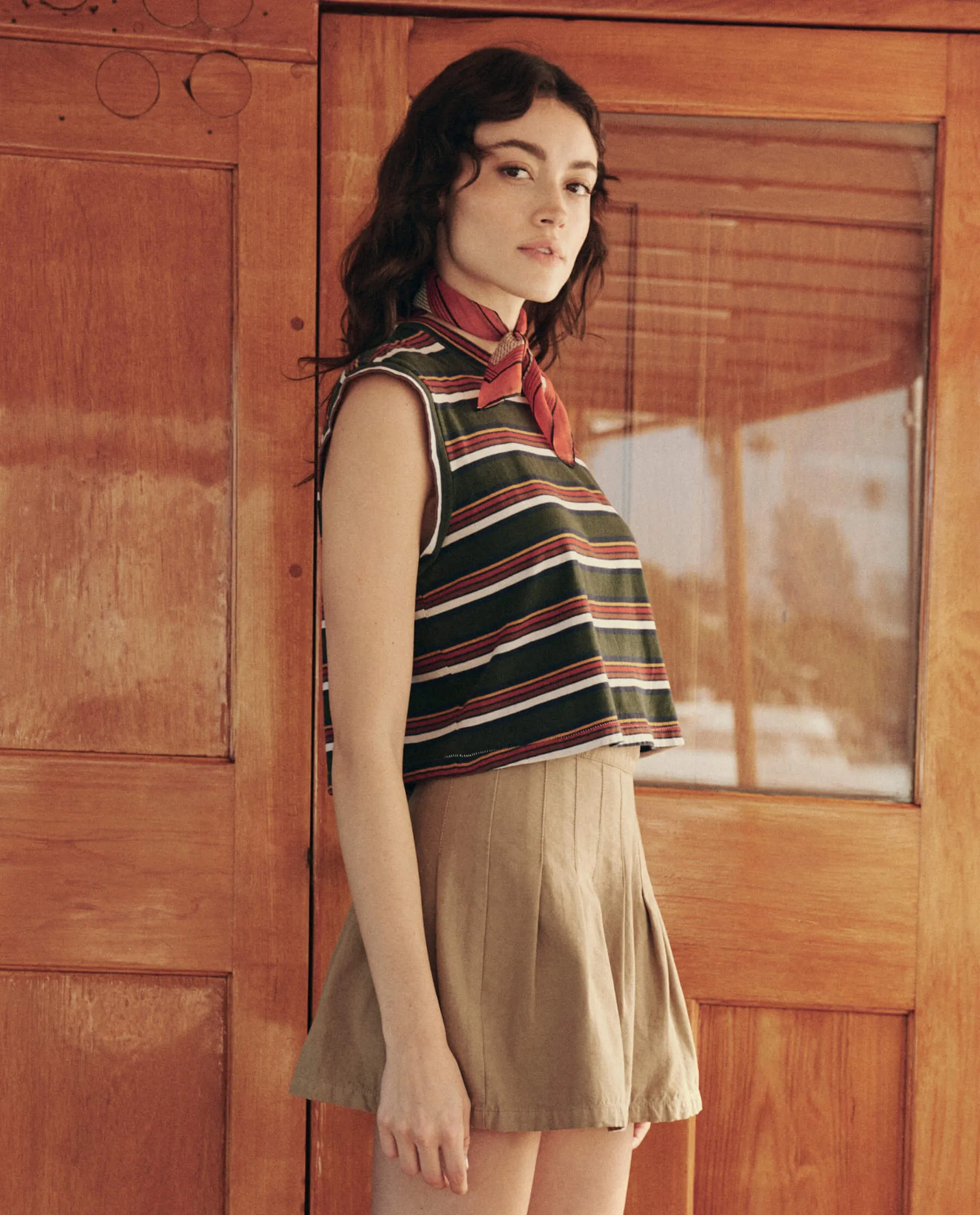 The Square Tee. -- Boardwalk Stripe sold by THE GREAT. product image thumbnail 4