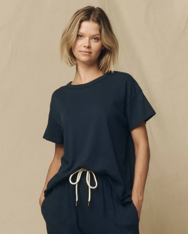 The Boxy Crew. Solid -- True Navy sold by THE GREAT.