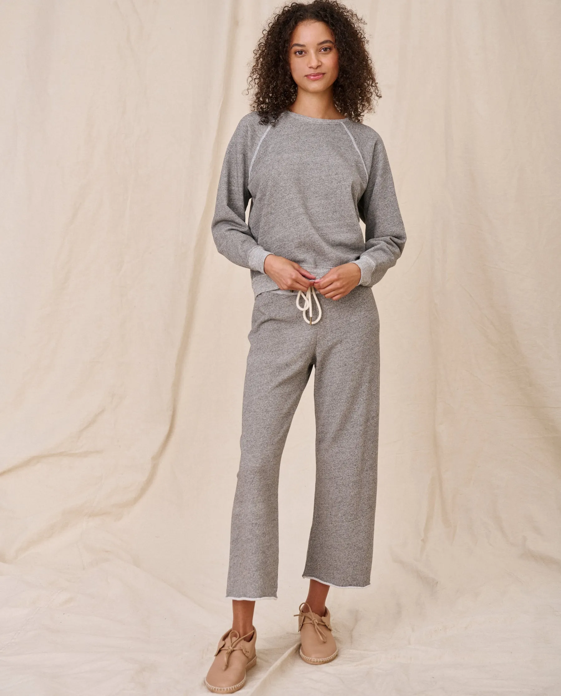 The Wide Leg Cropped Sweatpant. -- Varsity Grey sold by THE GREAT. product image thumbnail 4
