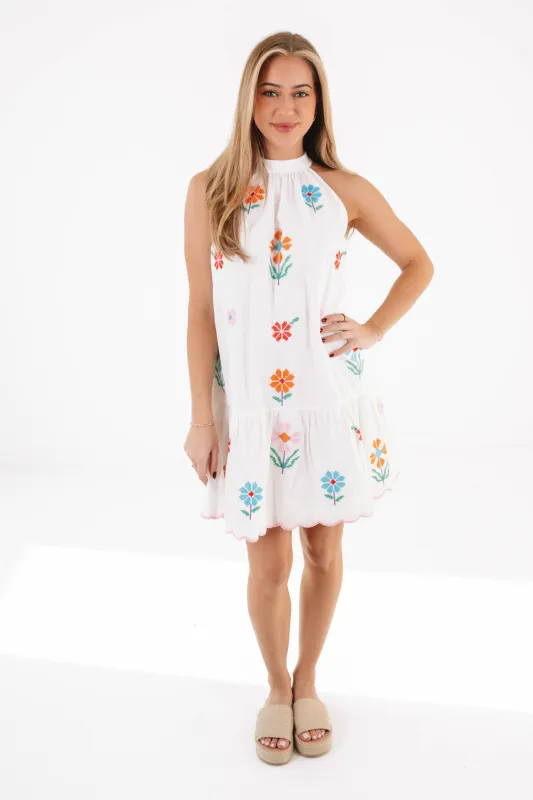 The Eloise High Neck Dress - White made by The Impeccable Pig