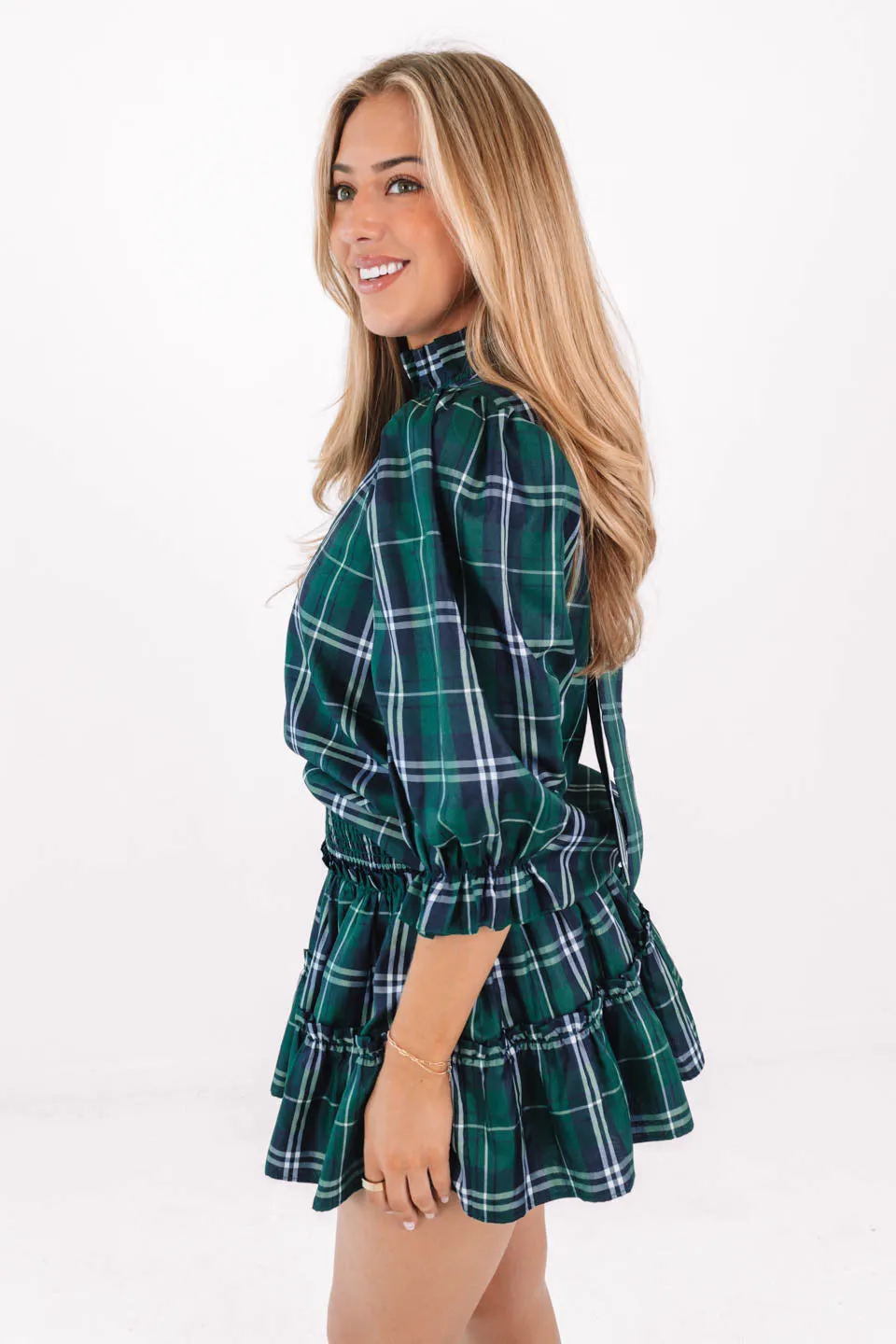The Jordyn Long Sleeve Bow Top - Green Plaid sold by The Impeccable Pig product image thumbnail 4