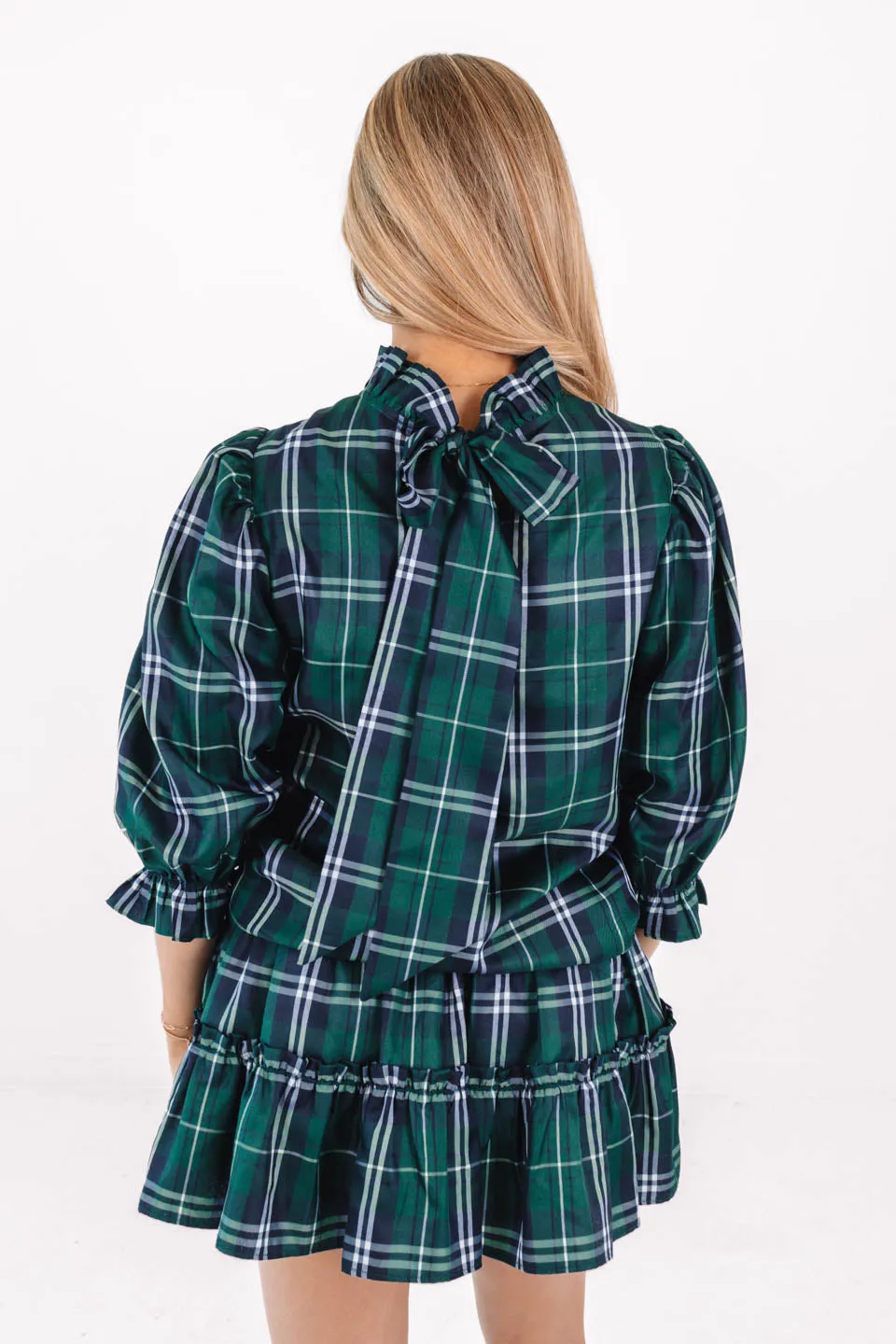 The Jordyn Long Sleeve Bow Top - Green Plaid sold by The Impeccable Pig product image thumbnail 5
