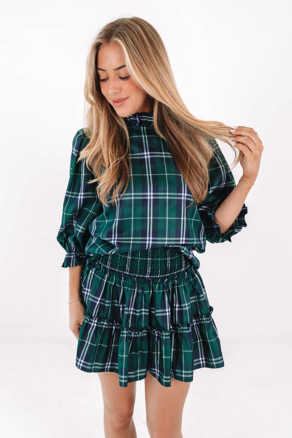 The Jordyn Long Sleeve Bow Top - Green Plaid sold by The Impeccable Pig product image thumbnail 2
