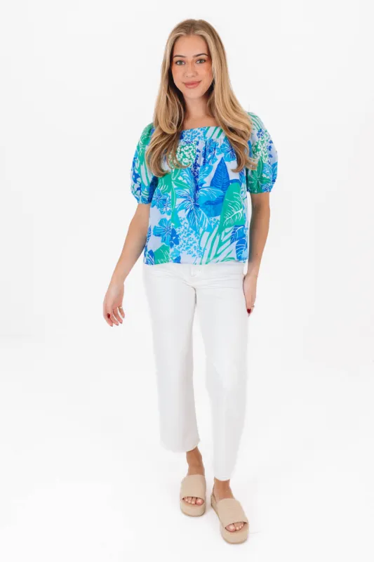 The Andie Puff Sleeve Top - Blue made by The Impeccable Pig