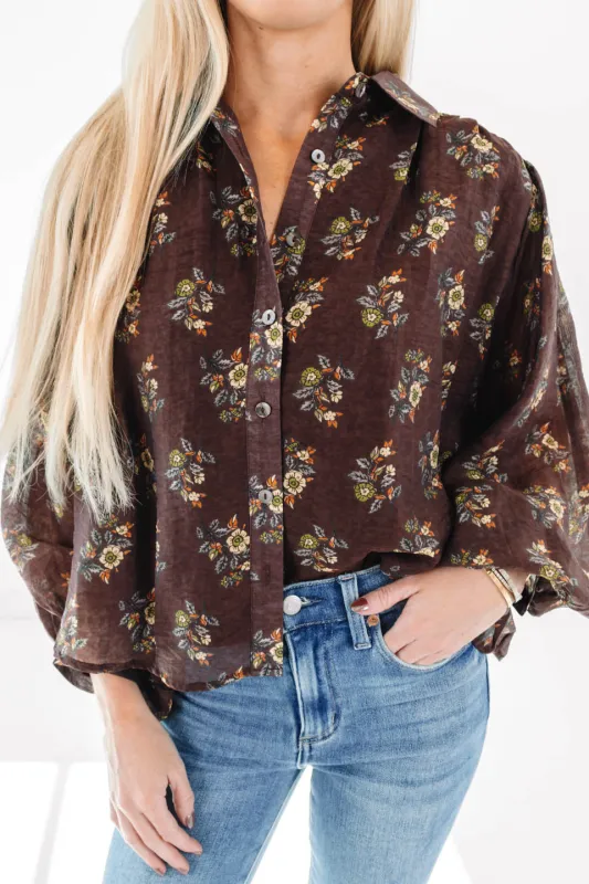 Off To The Market Top - Brown made by entro