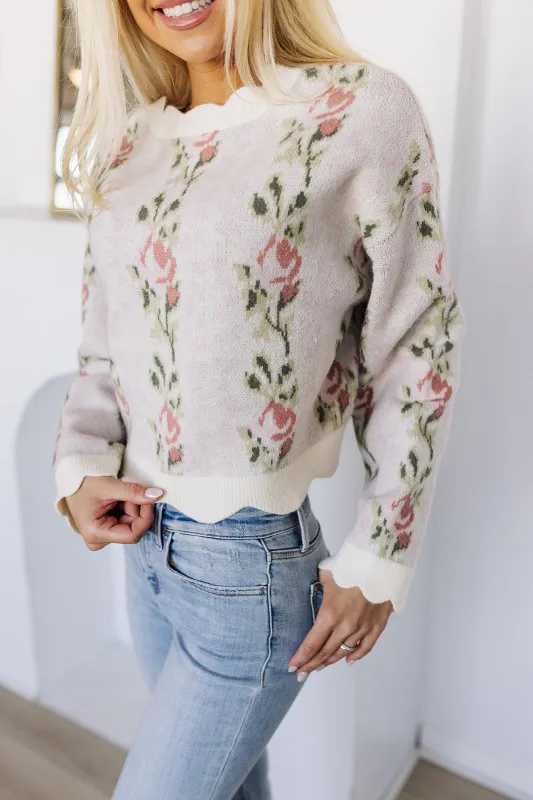 Looking Rosy Sweater - Cream made by The Impeccable Pig