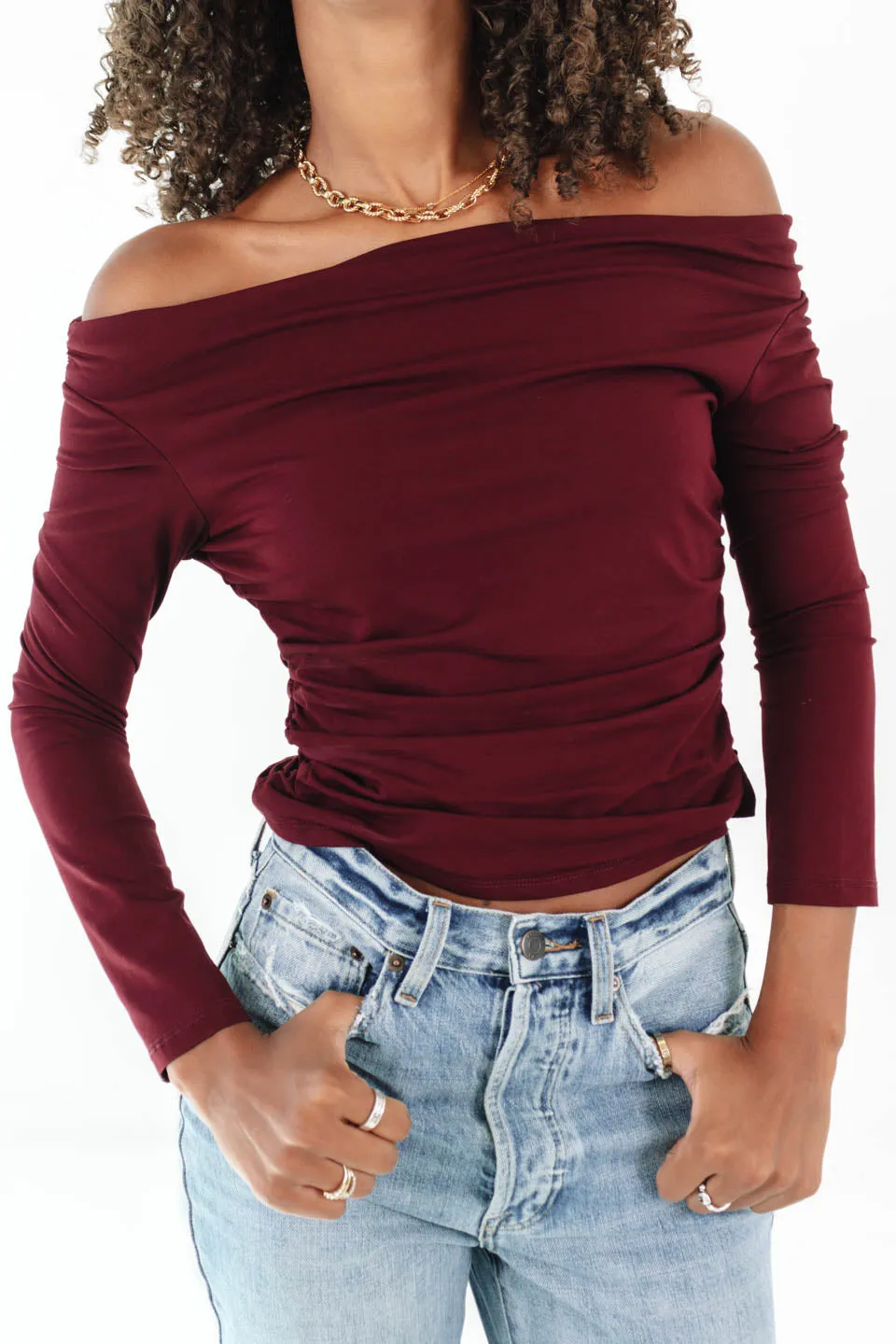 Out Past Midnight Top - Burgundy sold by The Impeccable Pig