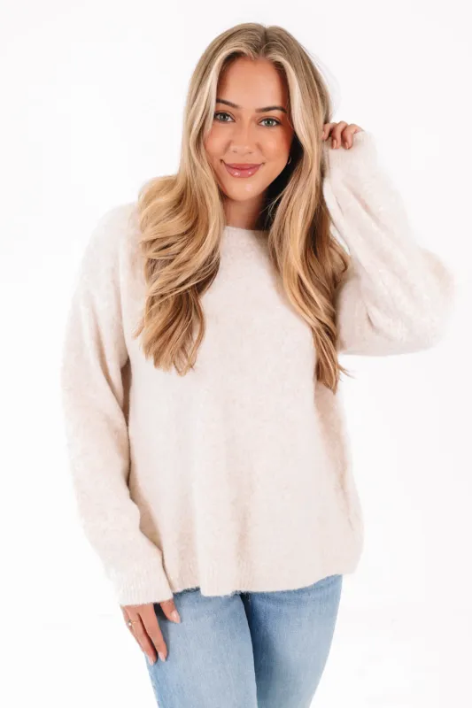 Take A Bow Sweater - Oatmeal made by MABLE