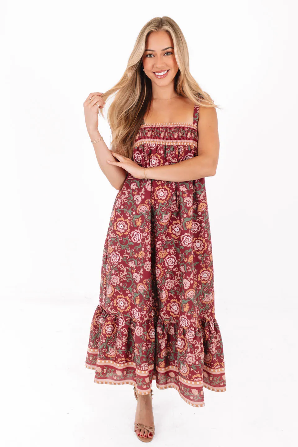 Lovers Lane Midi Dress - Wine sold by The Impeccable Pig product image thumbnail 2