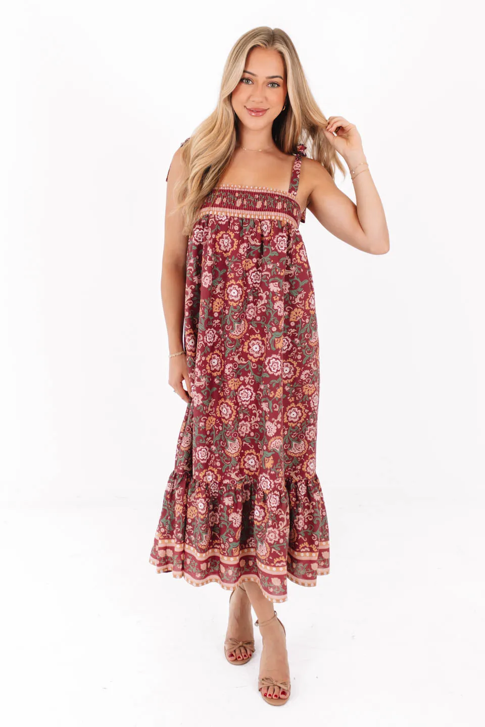 Lovers Lane Midi Dress - Wine sold by The Impeccable Pig