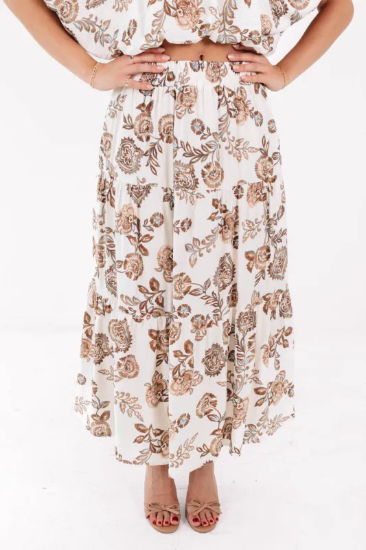 Easy To Trust Midi Skirt - Cream made by entro