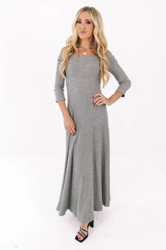 Grey Skies Midi Sweater Dress - Grey made by Mustard Seed