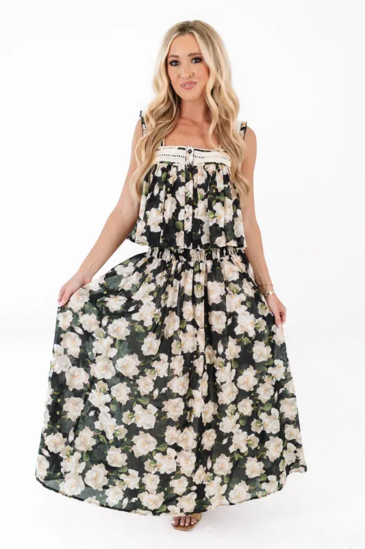 Wildflower Fields Top - Black made by MABLE