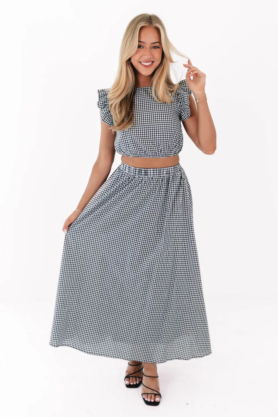 Going With Gingham Crop Top - Black sold by The Impeccable Pig