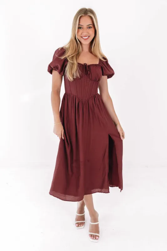 Something Sweet Midi Dress - Rust made by Storia
