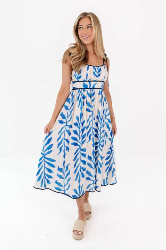 Pretty In Print Midi Dress - Blue sold by The Impeccable Pig
