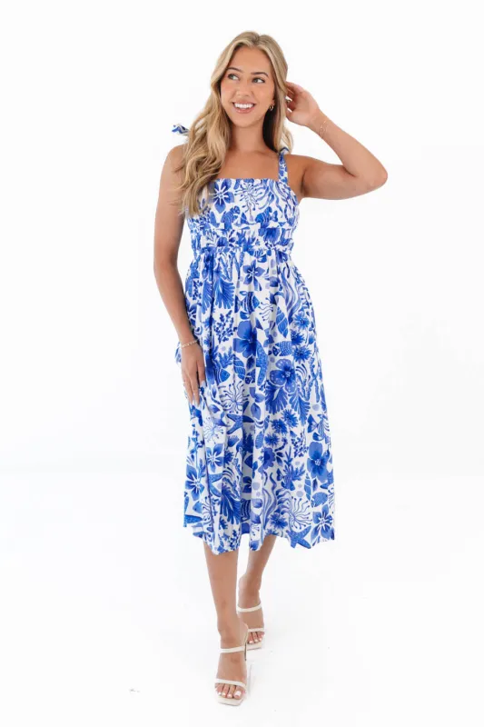 Moving To Mykonos Midi Dress - Blue sold by The Impeccable Pig