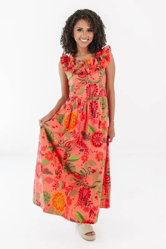 Taking Time Off Maxi Dress - Coral made by The Impeccable Pig