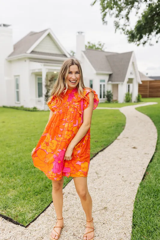 The Lizzie Pleated Dress - Orange made by The Impeccable Pig