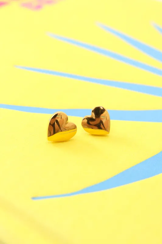 The Bubble Heart Studs - Gold sold by The Impeccable Pig