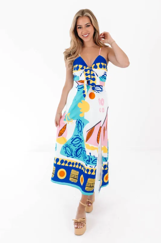 Can't Miss It Midi Dress - Blue/Green made by The Impeccable Pig