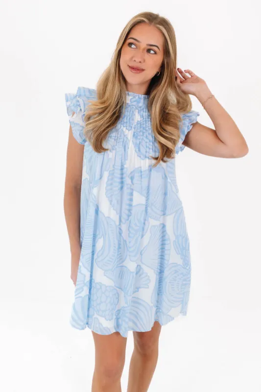 The Charlotte Pleated Dress - Blue sold by The Impeccable Pig