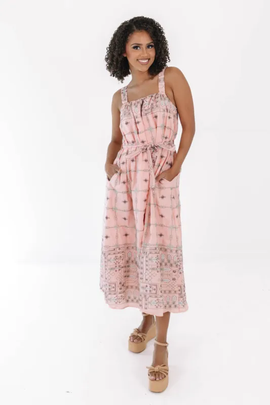 St. Thomas Sun Midi Dress - Pink made by The Impeccable Pig