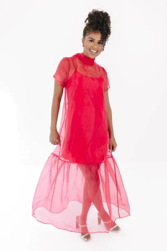 Show Stopper Midi Dress - Hot Pink made by Sugarlips