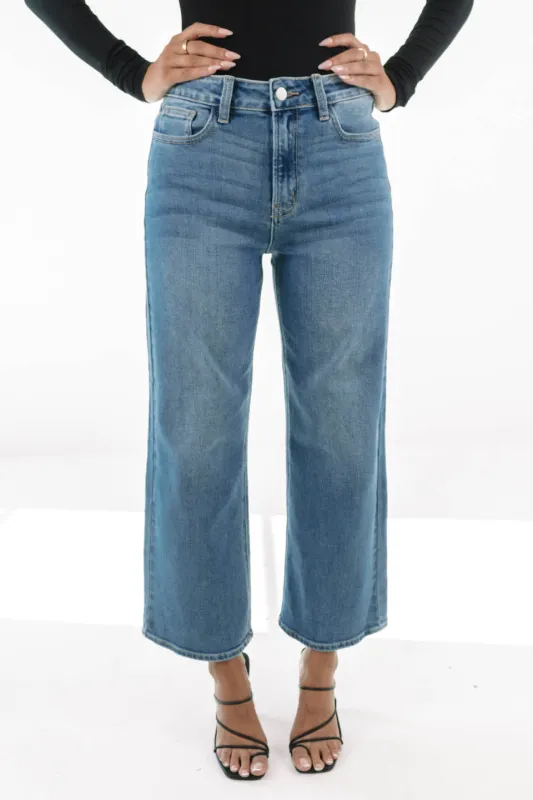 Strong Influence Wide Leg Jeans - Medium Wash made by The Impeccable Pig