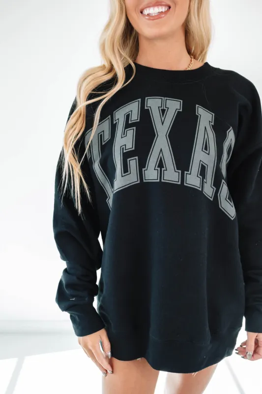 Varsity Texas Sweatshirt - Black made by The Impeccable Pig