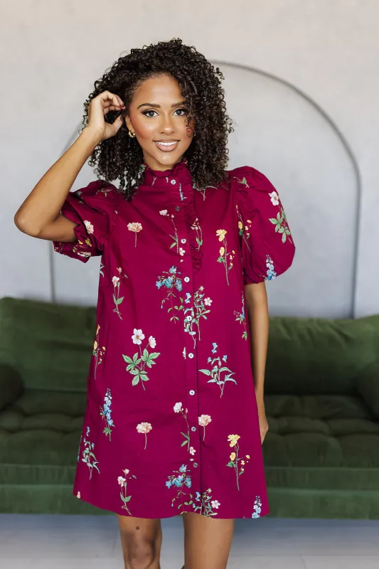 Dainty Days Dress - Burgundy made by entro