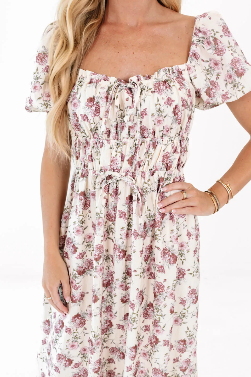 Perfect In Peonies Midi Dress - Cream sold by The Impeccable Pig product image thumbnail 3