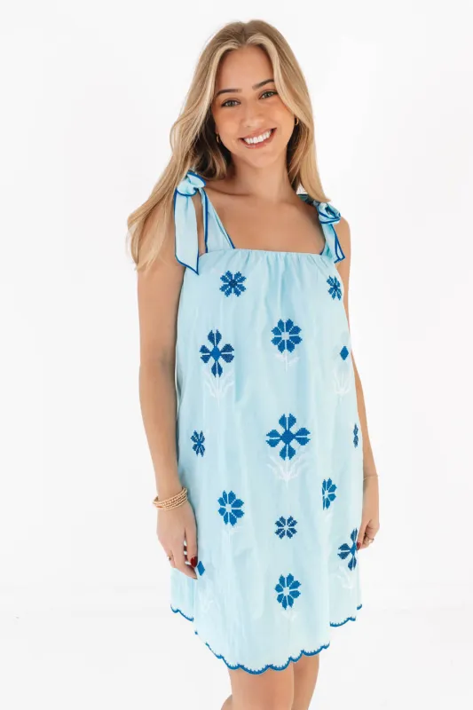 The Alli Tie Strap Dress - Blue made by The Impeccable Pig