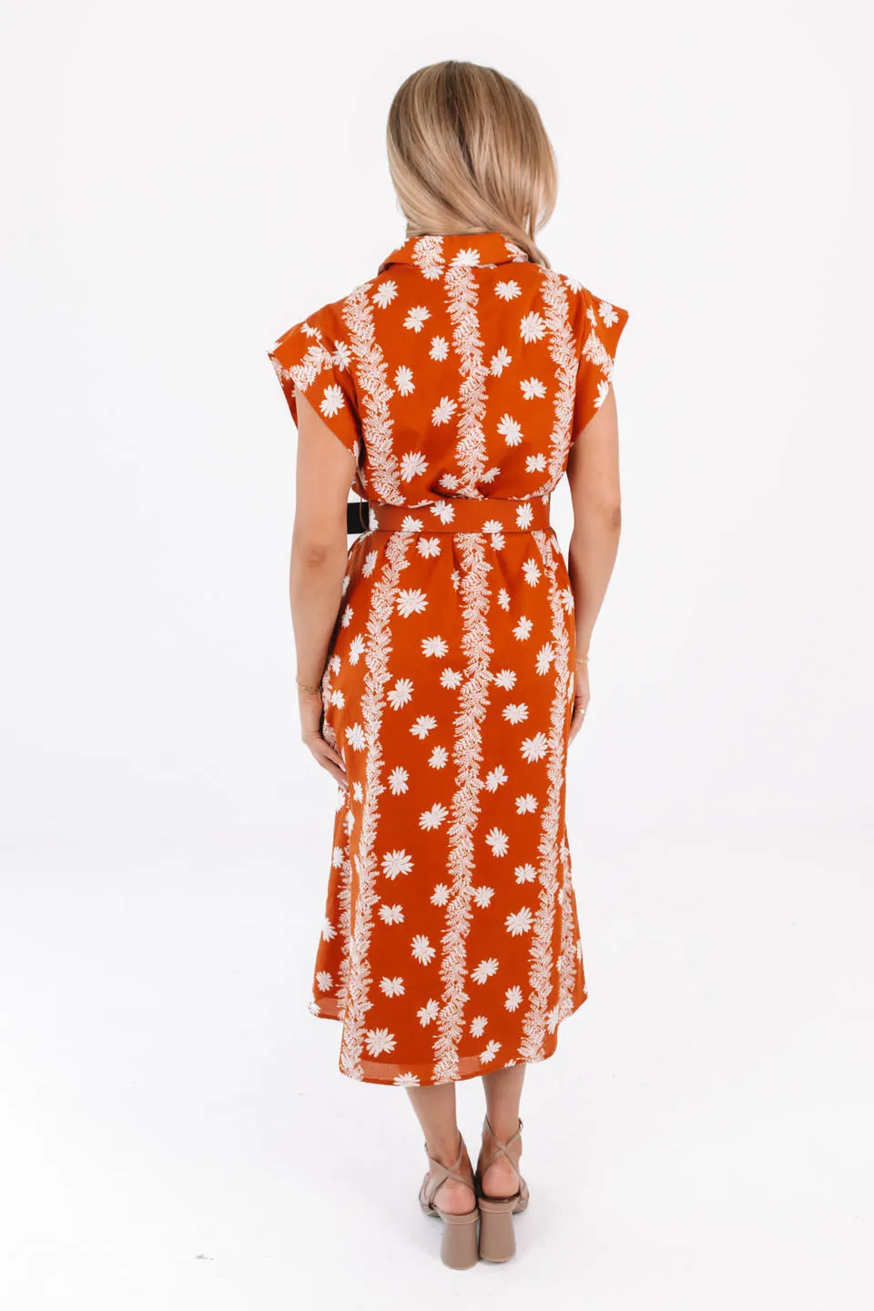 The Aubrey Belted Button Up Midi Dress - Burnt Orange sold by The Impeccable Pig product image thumbnail 4