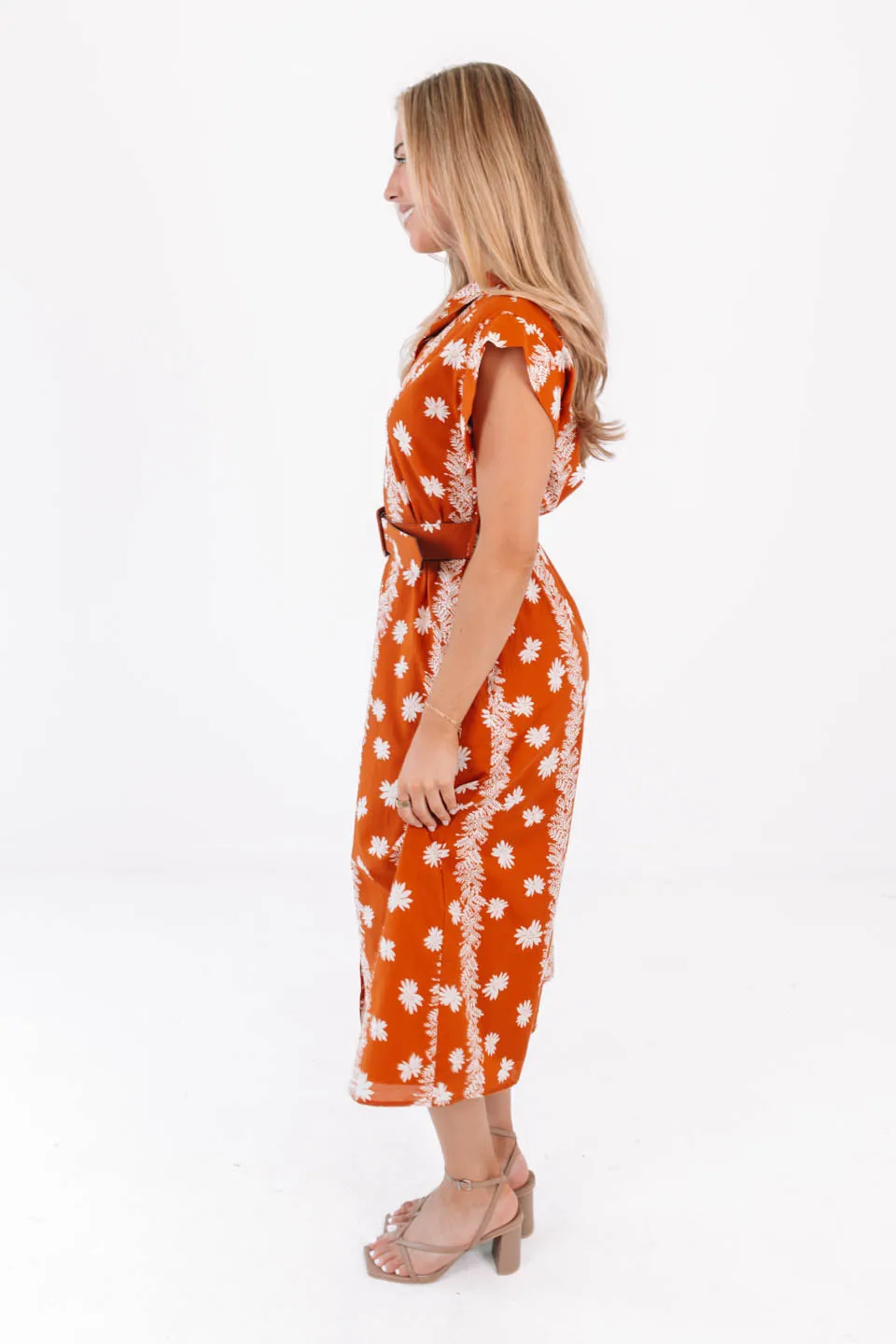 The Aubrey Belted Button Up Midi Dress - Burnt Orange sold by The Impeccable Pig product image thumbnail 3