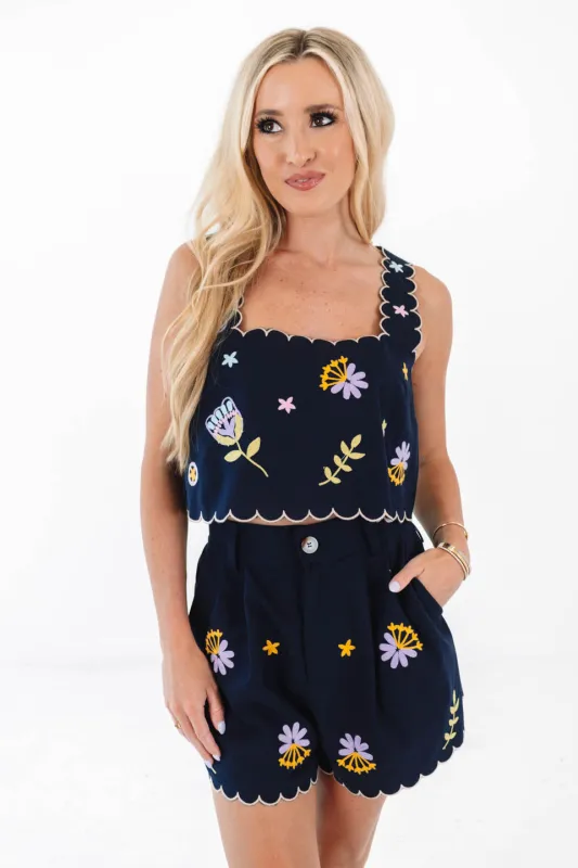 Detail Oriented Shorts - Navy sold by The Impeccable Pig