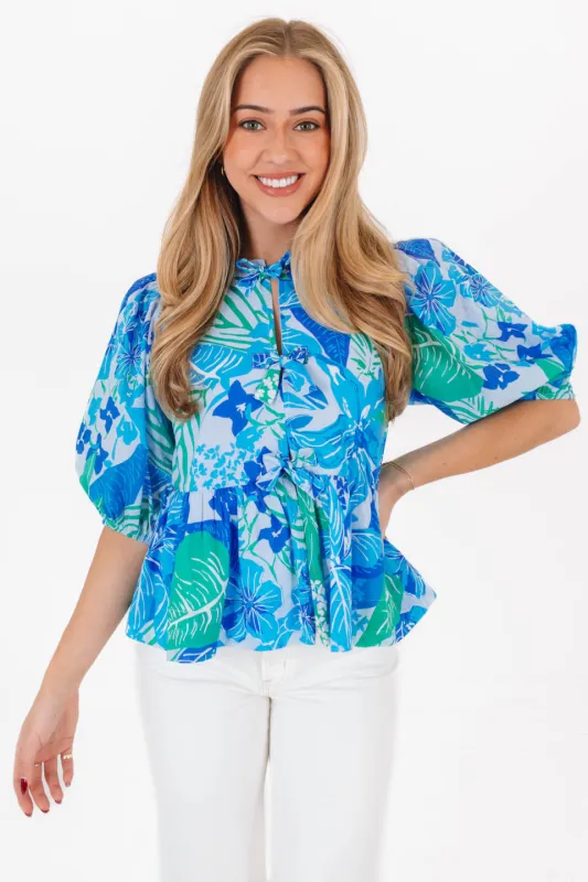 The Andie Tie Top - Blue made by The Impeccable Pig