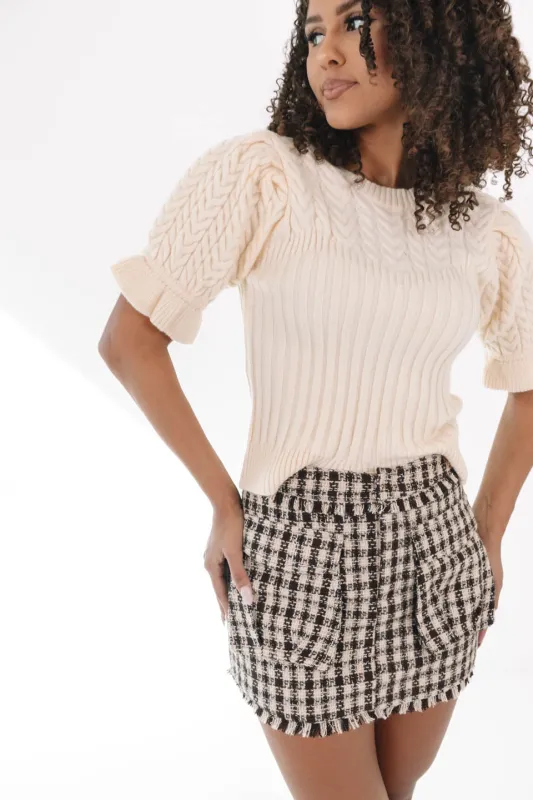 Cable Knit Charm Top - Ivory made by The Impeccable Pig