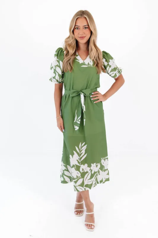 From The Ground Up Midi Dress - Green made by Pinch