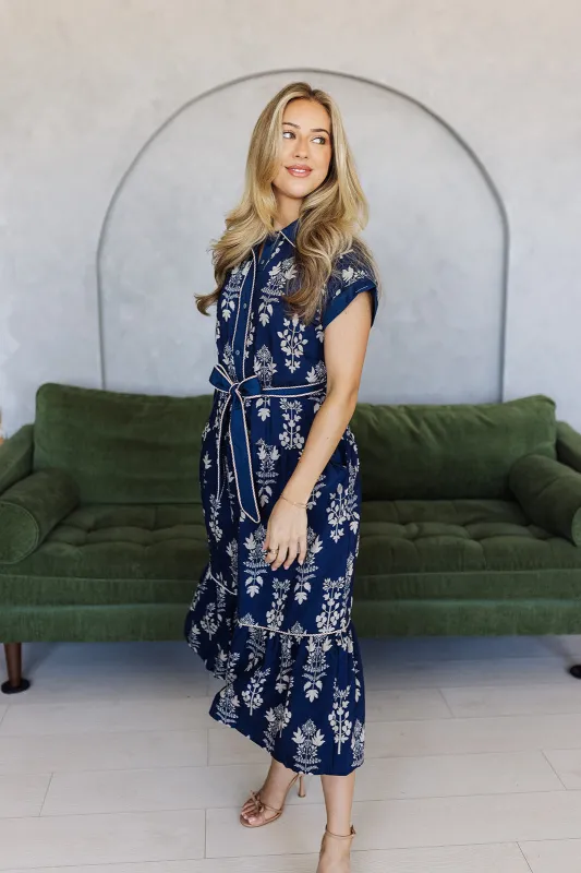 Lucky Lady Midi Dress - Navy sold by The Impeccable Pig