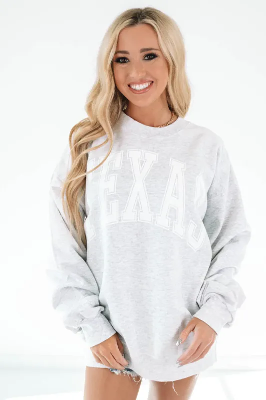Varsity Texas Sweatshirt - Ash Grey made by The Impeccable Pig