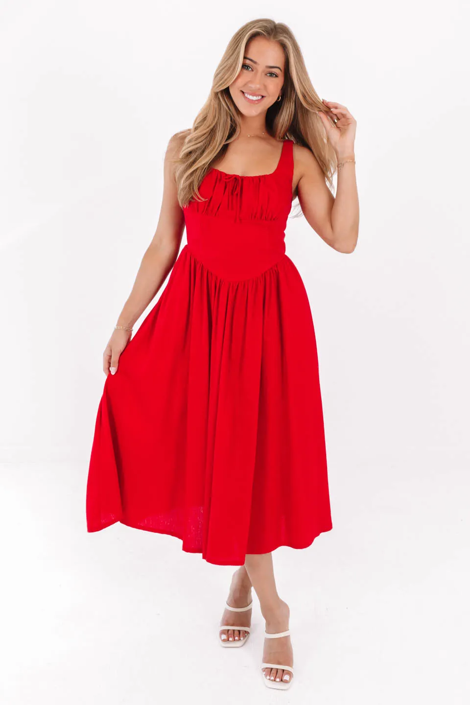 Crazy About You Midi Dress - Red sold by The Impeccable Pig