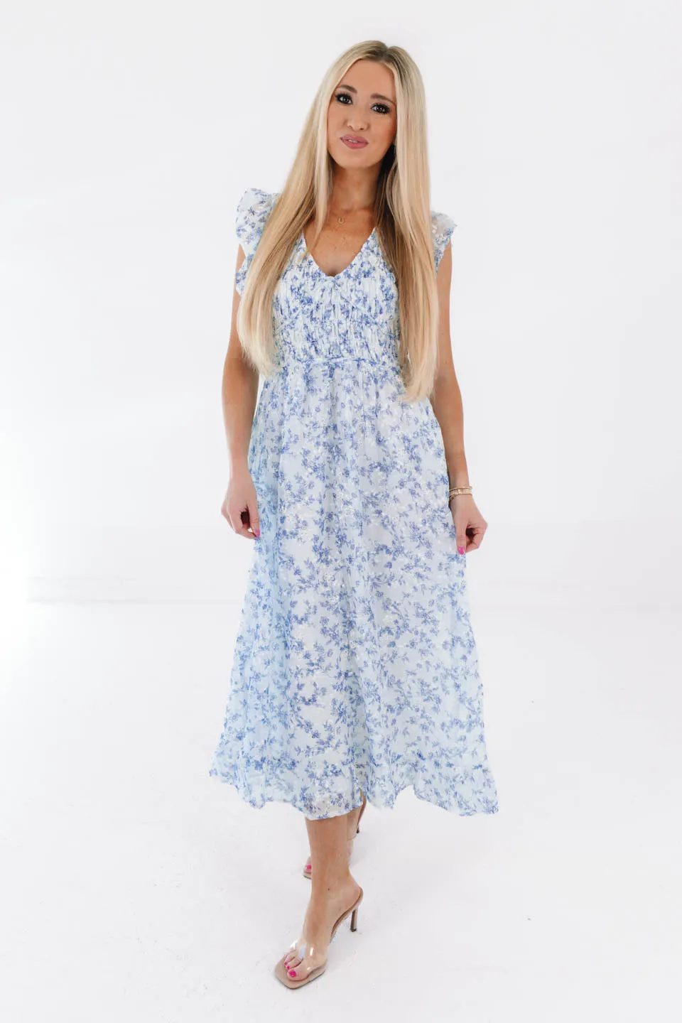 Soft Spot Midi Dress - White/Blue sold by The Impeccable Pig product image thumbnail 2