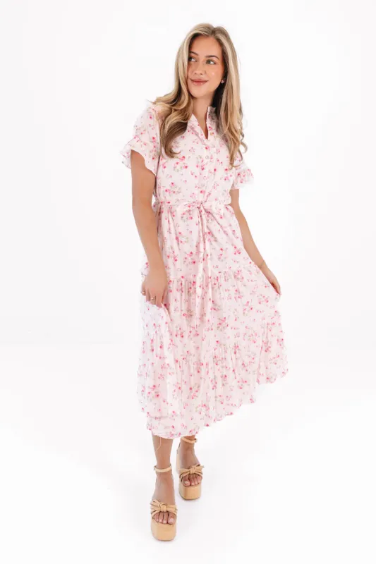 The Ellie Button Up Midi Dress - Pink made by The Impeccable Pig