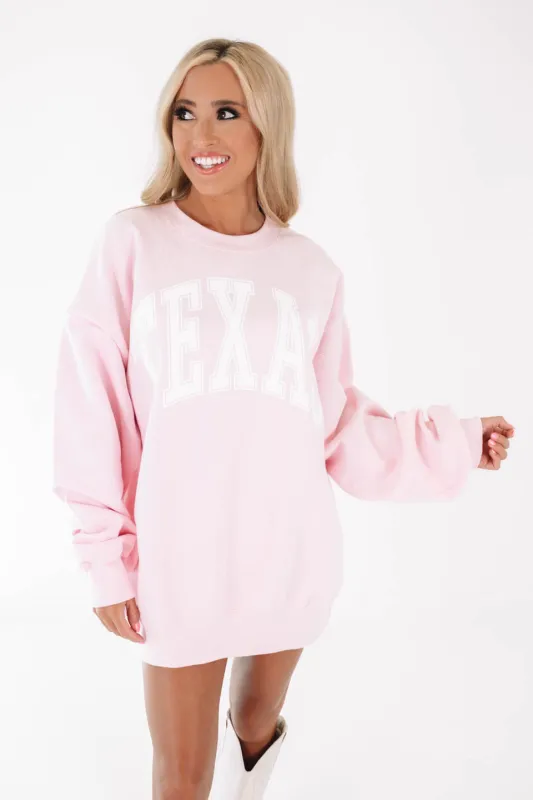 Varsity Texas Sweatshirt - Pale Pink made by The Impeccable Pig