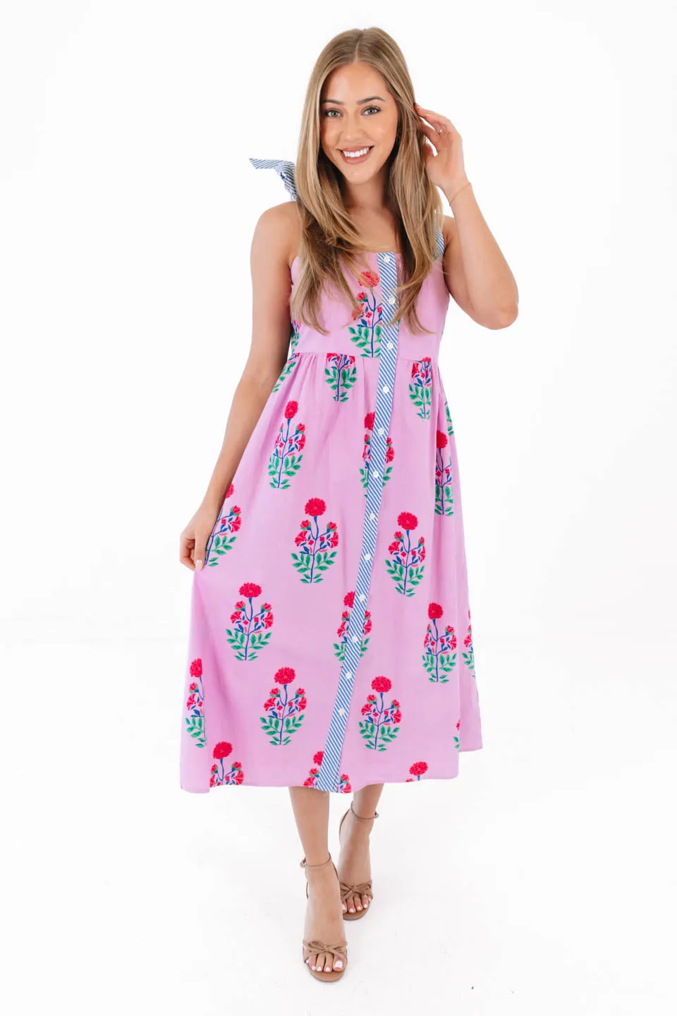 Happy Hydrangeas Midi Dress - Pink sold by The Impeccable Pig