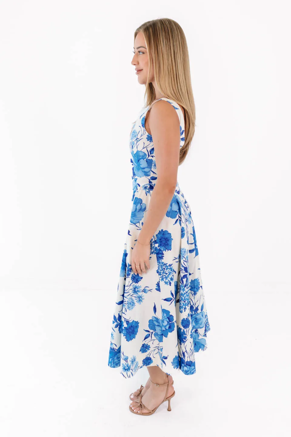 Chasing The Blues Midi Dress - Cream/Blue sold by The Impeccable Pig product image thumbnail 3