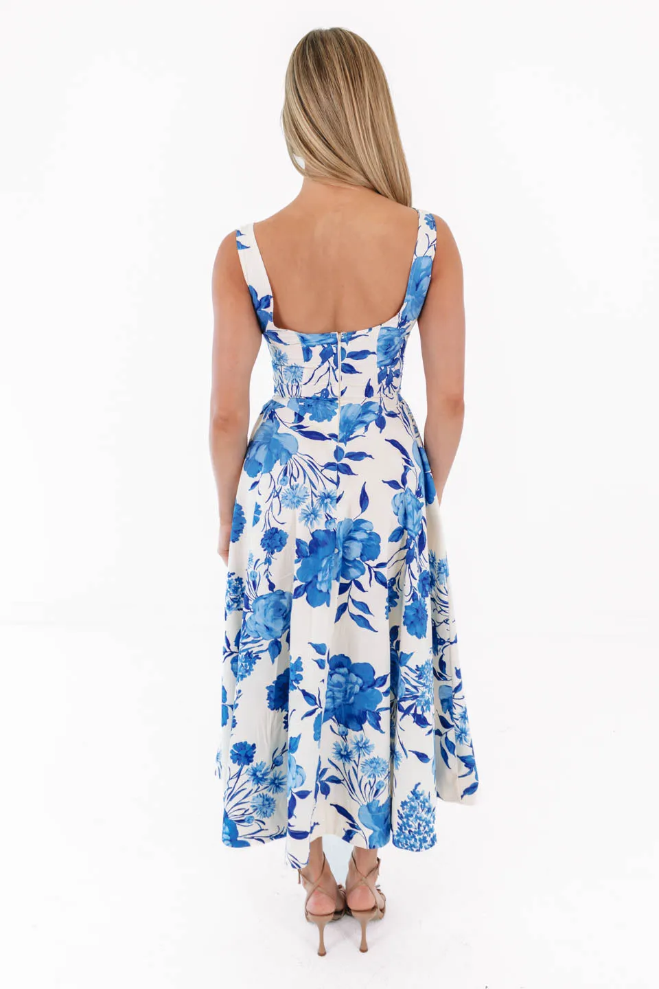 Chasing The Blues Midi Dress - Cream/Blue sold by The Impeccable Pig product image thumbnail 4