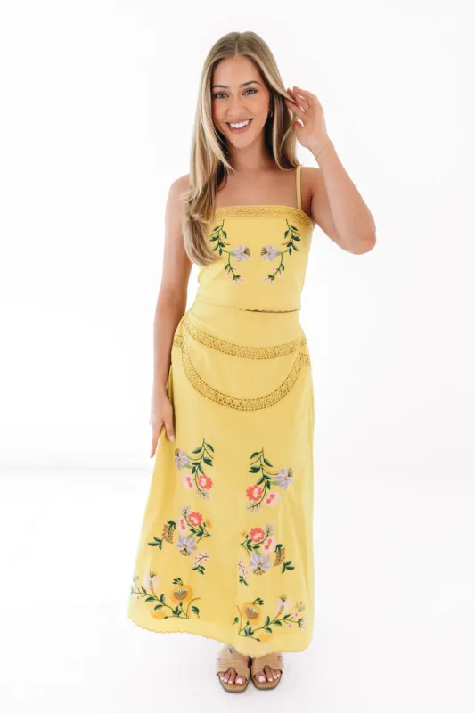 Yellow Iris Crop Top - Yellow made by Strut & Bolt